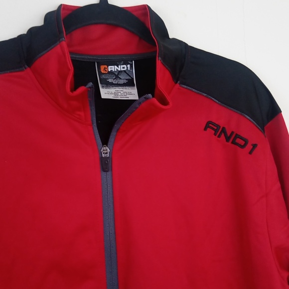 And1 Red Black Silky Matching Track Suit Jacket Pants - Picture 3 of 16